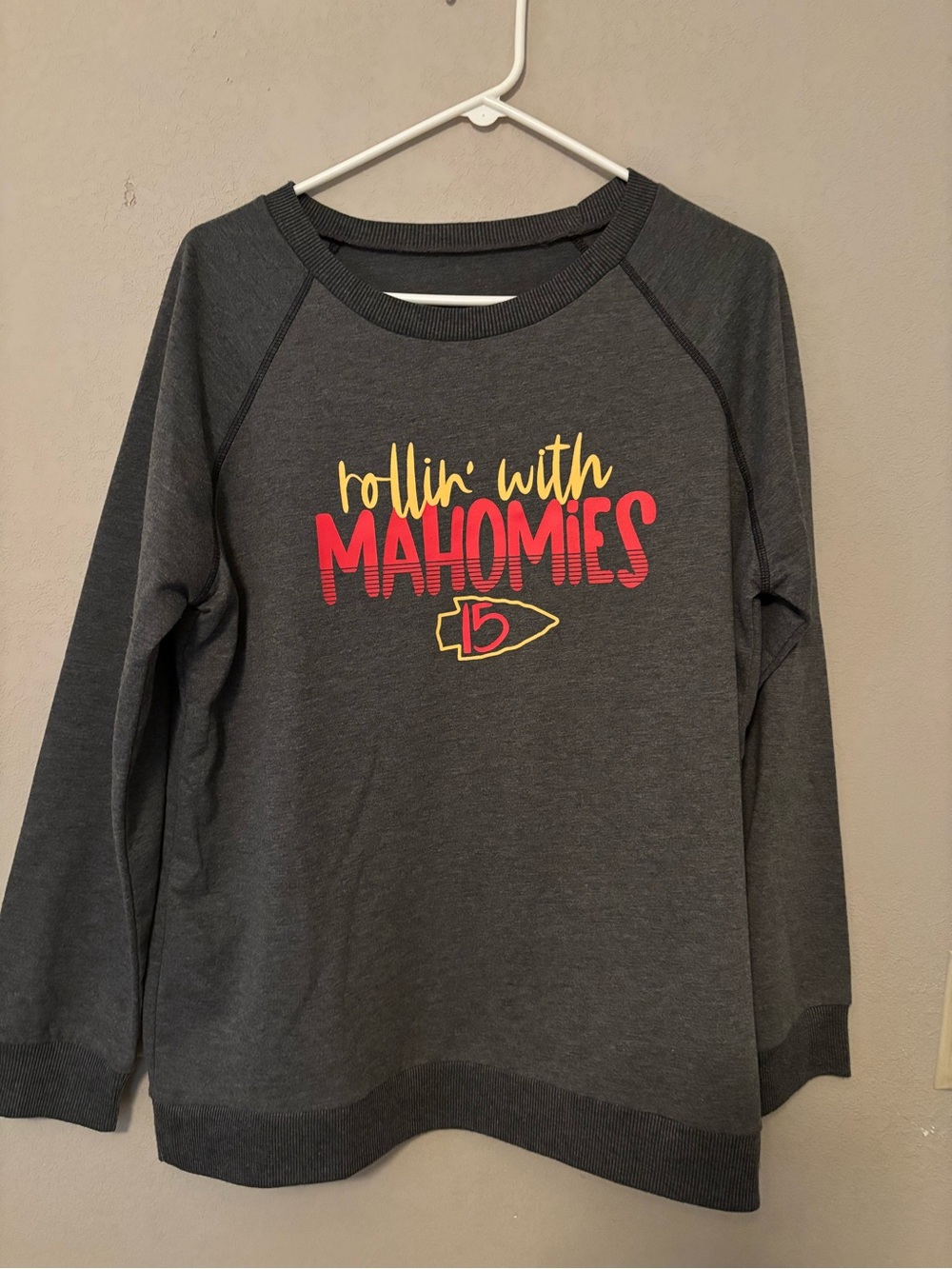 Rollin' With Mahomies Women's Long Sleeve Crewneck Sweatshirt - Charcoal/Red 2XL